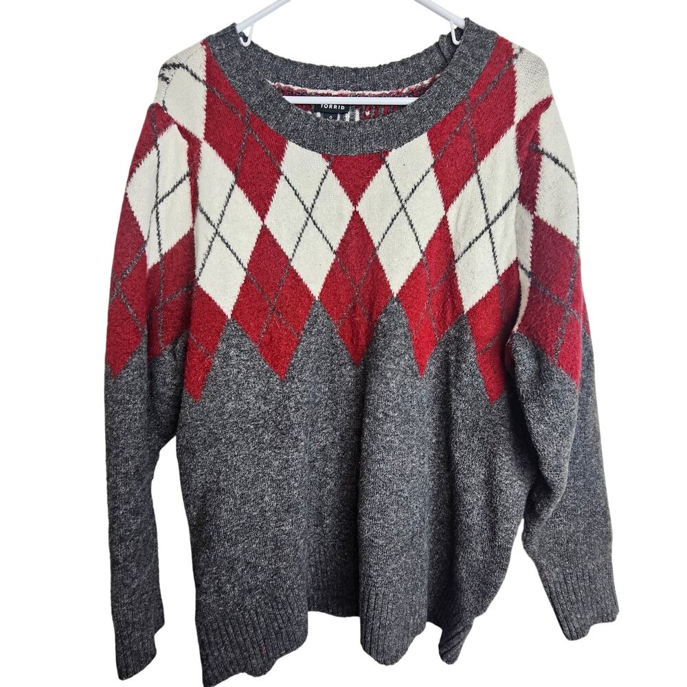 Torrid Womens Fair Isle Nordic Sweater 0X Dark Academia Preppy Classic Old Money